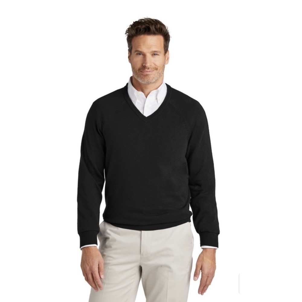 VTG Brooks Brothers 100% Pure Lambswool V-Neck‎ Black Sweater Men's 46/Large